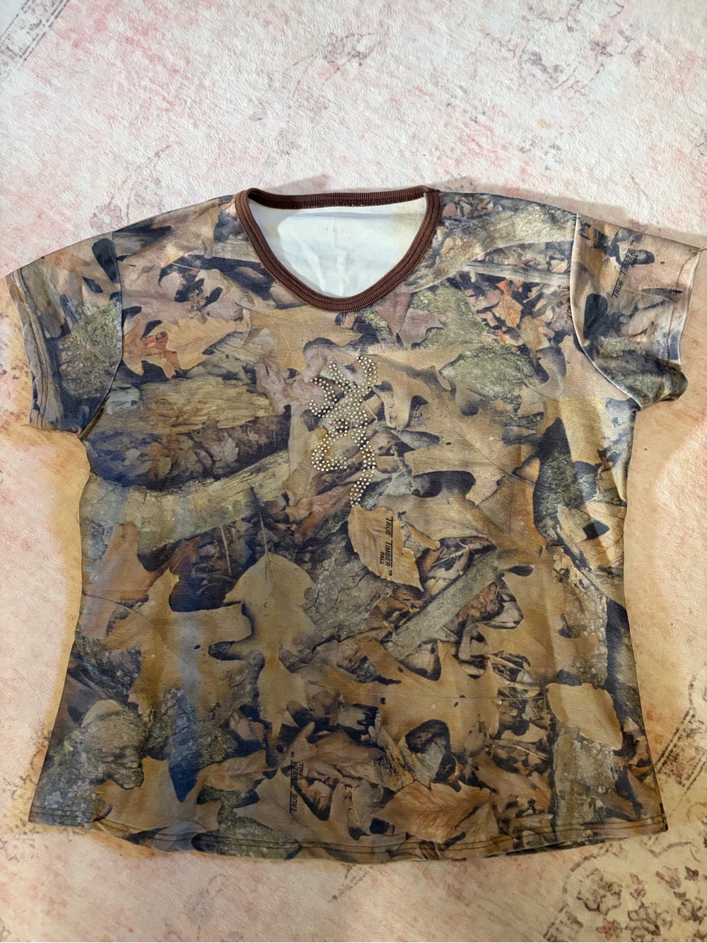 vintage true timber camo graphic rhinestone baby tee